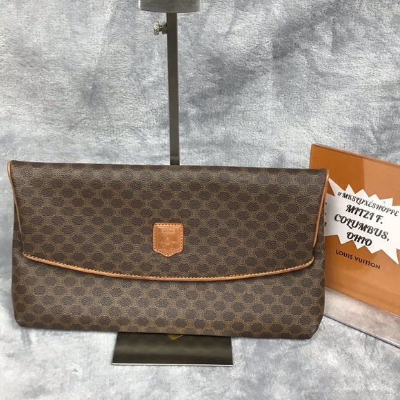 CELINE MACADAM FOLD OVER CLUTCH VGC - Picture 1 of 9